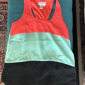 Color block, racer back tank. Size XS.
